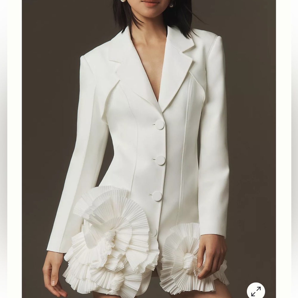 Acler White Blazer Dress with Pleated Details